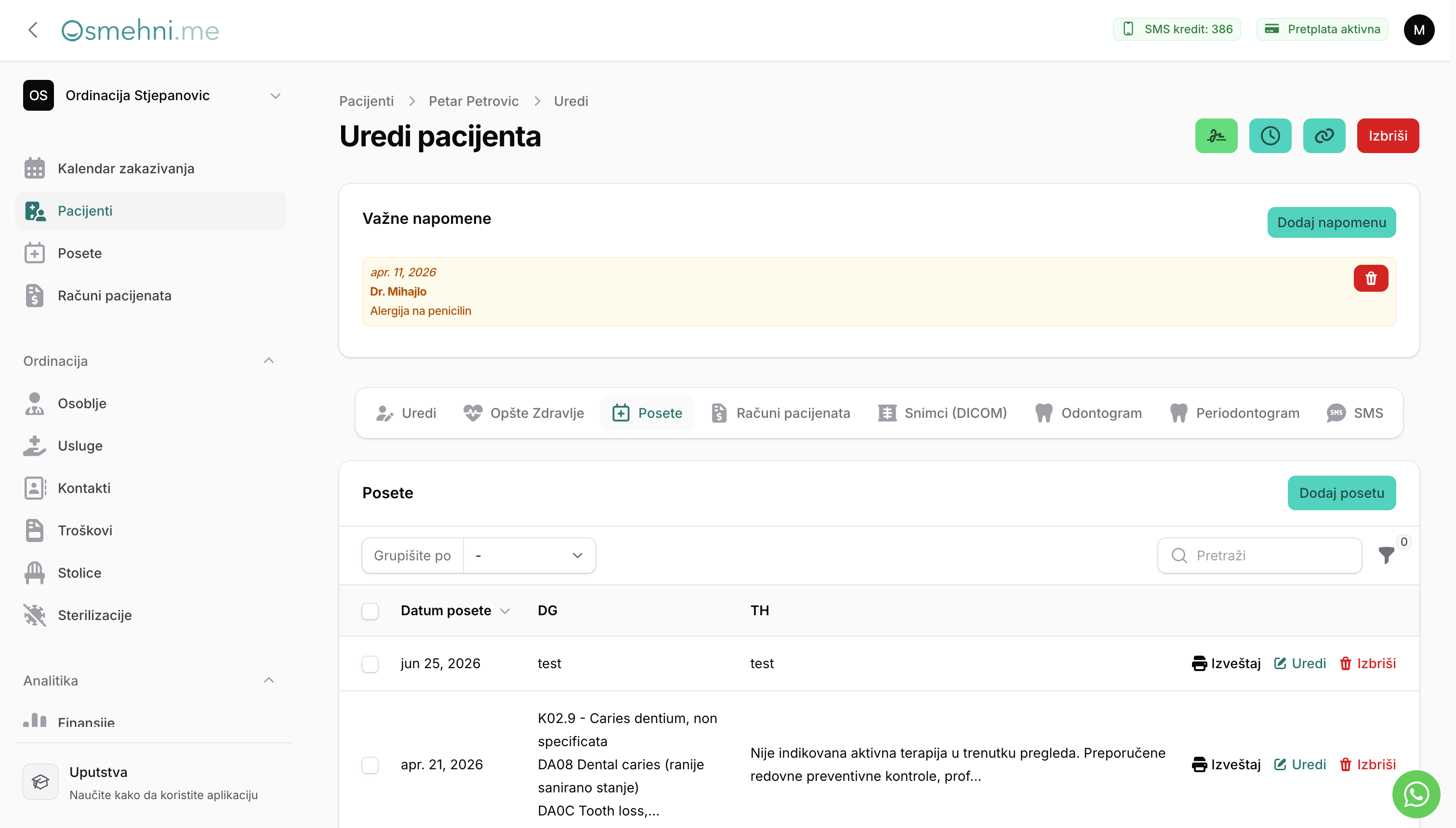 Osmehni.me digitalni karton pacijenta
