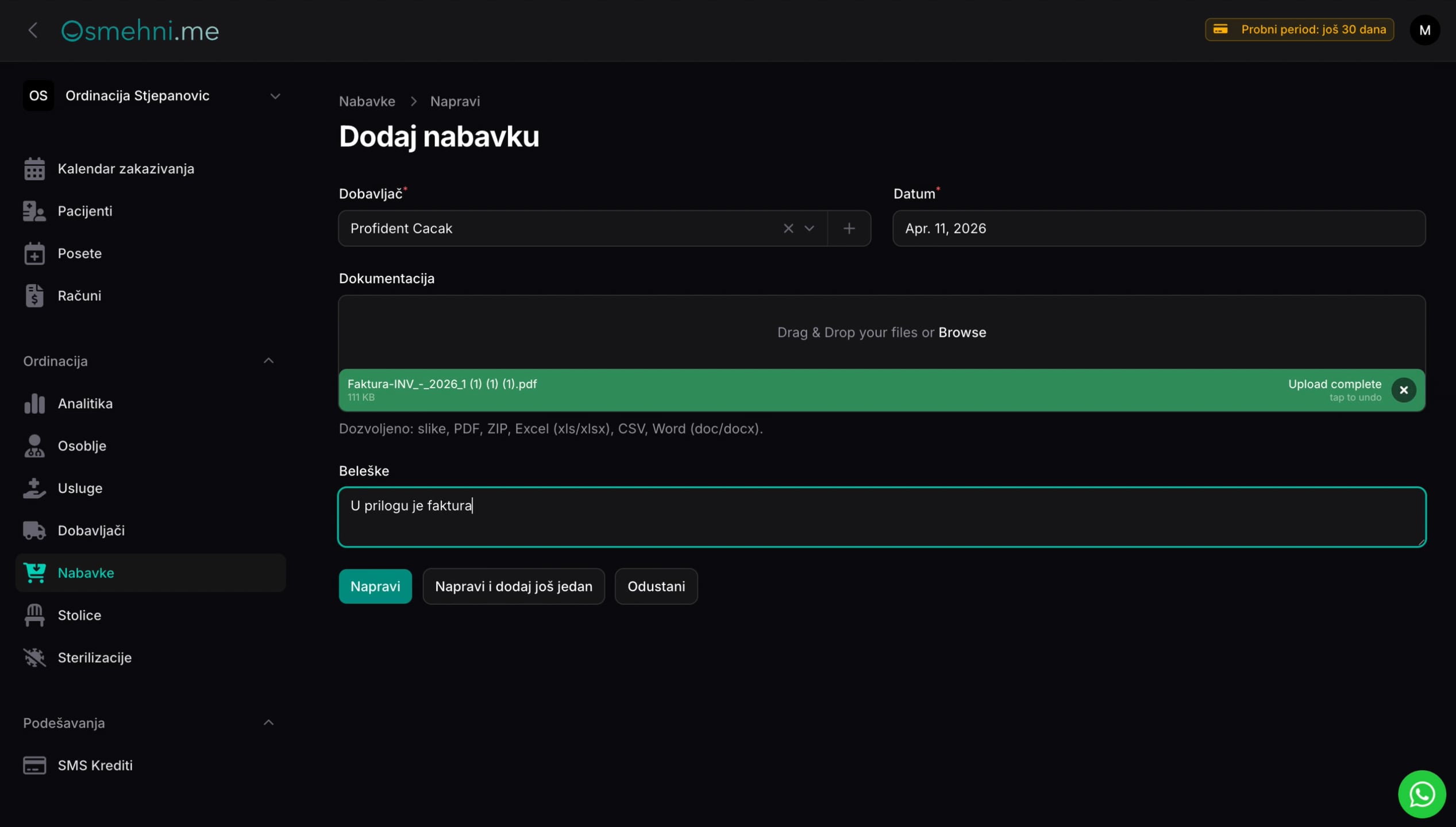 Evidencija nabavki
